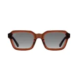 Lentes de sol Indie modelo Tune, con montura cuadrada color marrón y lentes grises degradadas. Fabricados con madera y acetato.
