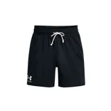 Short deportivo Under Armour Rival Terry de algodón color negro, con cintura elástica ajustable con cordón y logo estampado en la pierna izquierda.