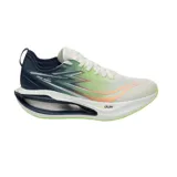 Championes de running 361 Carbon Float, con capellada blanca y detalles en verde, azul y naranja.