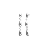 Pendientes largos de aleación de metales bañados en plata con diseño colgante de múltiples piezas en forma de lágrima.