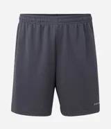 Bermuda masculina color gris oscuro con textura de microperforaciones, cintura elástica con cordón ajustable y bolsillos.