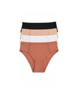 Bombacha de tiro alto confeccionada en lycra color rosado, con paneles laterales decorados con detalles de encaje calado.
