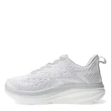 Championes deportivos de mujer, color blanco, con diseño de tejido de punto y suela gruesa con amortiguación.