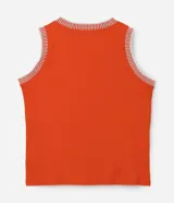 Musculosa color naranja confeccionada en rib de viscosa, con cuello redondo de punto y sisas con el mismo acabado.