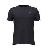Remera deportiva Under Armour de manga corta, color negro, con cuello redondo y logo de la marca estampado en el pecho.