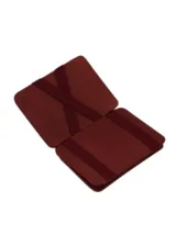 Billetera tipo tarjetero de cuero sintético color verde oscuro, con costuras visibles y el nombre "Hunterson" grabado en la parte inferior. Posee un bolsillo frontal donde se asoma una tarjeta de crédito.