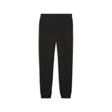 Pantalón de jogging negro Puma ESS con logo estampado en blanco en el muslo izquierdo.