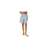 Short tipo bóxer de Eme Studios con estampado de cuadros vichy en tonos celeste y blanco. Cuenta con cintura elástica, bragueta con botones, etiqueta con logo en la cintura y estampa lateral de la marca en la pierna.
