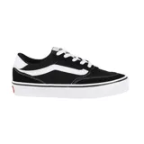 Championes Vans modelo Brooklyn LS, de color negro con la clásica franja lateral Sidestripe y detalles en blanco, cordones blancos y suela de goma vulcanizada.