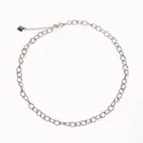 Collar plateado de eslabones con cierre de mosquetón y cadena de alargue.