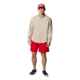 Camisa de manga larga Columbia modelo Tamiami II, color beige, con cuello abotonado, bolsillos frontales con solapa y aberturas de ventilación en la espalda. Confeccionada en tejido técnico ultraligero con protección solar y propiedades de secado rápido.