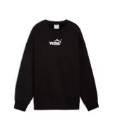 Buzo de cuello redondo Puma, corte oversize, color negro con logo estampado en el pecho en color blanco.