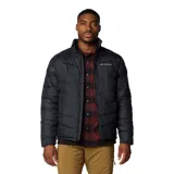 Campera acolchada de hombre con tecnología Omni-Heat Infinity y Omni-Shield, diseñada para ofrecer aislamiento térmico y resistencia al agua. Presenta cierre frontal completo, cuello alto con protección de barbilla, bolsillos laterales y en el pecho con cierre, y puños elásticos.