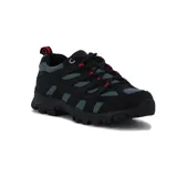 Championes de trekking impermeables, color negro con detalles en gris y rojo.
