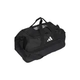 Bolso Adidas Tiro League negro con logo blanco. Cuenta con compartimento para calzado, correa ajustable y base resistente al desgaste.