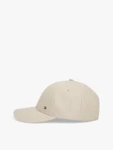 Gorra de béisbol Tommy Hilfiger color beige con diseño de seis paneles y patrón integral de monogramas en jacquard.