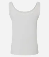 Blusa musculosa de ribana color blanco, con escote en U.
