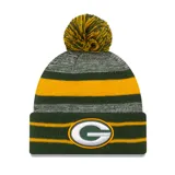 Gorro de lana New Era del equipo de fútbol americano Green Bay Packers, con pompón en la parte superior y logo del equipo bordado en el frente.