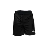 Short deportivo azul marino de poliéster con cintura elástica y cordón ajustable.