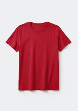 Remera básica azul de manga corta y corte slim, con escote redondo.