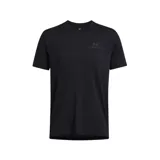 Remera deportiva negra de Under Armour con tecnología de secado rápido y logo en el pecho.