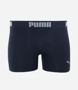 Pack de dos boxers Puma, uno azul y otro negro, con cintura elástica con logo de la marca.