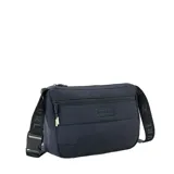 Bolso bandolera acolchado color negro con correa ajustable con logo de la marca.