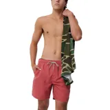 Short de baño Rip Curl modelo Bondi de 17 pulgadas, color coral, con cintura elástica, cordón ajustable bicolor y bolsillos laterales.