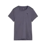 Remera deportiva Puma modelo W TAD Ess.Heather Tee, de color violeta melange, cuello redondo y manga corta. Cuenta con el logo de la marca estampado en el pecho.
