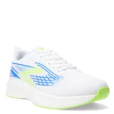 Championes de running Umbro Pointed, color blanco con detalles en azul royal y verde lima.