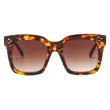 Lentes de sol con armazón de acetato estampado carey y cristales degradados en tono marrón.