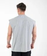 Musculosa negra de algodón, corte oversize, con un pequeño logo estampado en el pecho y un diseño gráfico grande en la espalda.