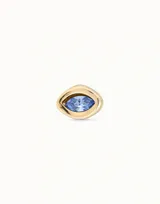 Aro piercing plateado con forma de ojo y cristal Swarovski color zafiro claro.