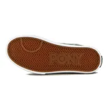 Bota casual de lona de corte alto, color negro con detalles en blanco, incluyendo el logo lateral en forma de 'V' y cordones blancos. Suela de goma blanca.