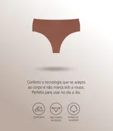 Bombacha de tiro alto confeccionada en microfibra color marrón, con diseño de laterales anchos y parte trasera tipo hilo.