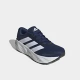 Championes de running Adidas modelo Galaxy 8, de color azul marino con las tres tiras características en blanco y entresuela blanca amortiguada.