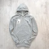 Canguro gris plata de algodón sin felpa, con capucha y cordones ajustables.