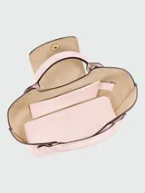 Cartera tote XS Longchamp modelo Epure, de diseño estructurado en color rosado claro con doble asa superior y correa de hombro ajustable y extraíble.