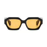 Lentes de sol unisex, con montura rectangular gruesa de plástico reciclado color negro y cristales amarillos con filtro UV 400.