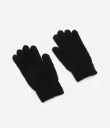 Guantes negros de punto texturizado para hombre, con puño acanalado.