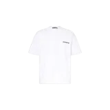 Remera blanca de manga corta Cole Buxton, corte oversize y cuello redondo acanalado, con pequeño estampado negro del logo en el pecho.