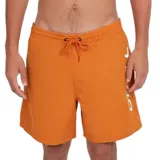 Short de baño O'Neill modelo Cali, color naranja, con cintura elástica con cordón ajustable y logo de la marca estampado en blanco en el lateral.