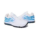 Championes Nike Air Max de colaboración con Supreme, modelo en color blanco con detalles en azul universitario, suela con cámara de aire visible y diseño texturizado en los laterales.