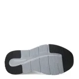 Championes deportivos unisex con diseño moderno, capellada de malla blanca y refuerzos en tono verde agua. Presentan una mediasuela voluminosa de color celeste con orificios laterales para mayor amortiguación y suela negra.