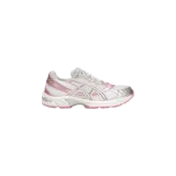 Championes Asics Gel-1130 de diseño deportivo, color blanco con detalles plateados y rosados, confeccionados en malla transpirable y refuerzos sintéticos.