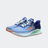 Championes de running Altra Provision 8, color celeste con detalles en azul marino y naranja.