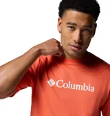Remera de algodón Columbia Csc Basic Logo, color salmón, de manga corta y ajuste regular con el logotipo impreso en el pecho.