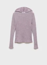 Jersey de punto canalé con capucha, de manga larga y ajuste entallado.