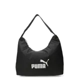 Cartera tipo hobo de la marca Puma, color negro con el logo de la marca estampado en blanco en la parte frontal. Cuenta con una correa única para llevar al hombro y cierre superior.