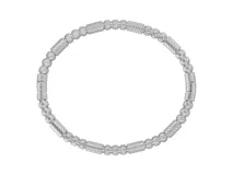 Esclava rígida de acero con diseño de eslabones cilíndricos texturizados alternados con esferas pequeñas.